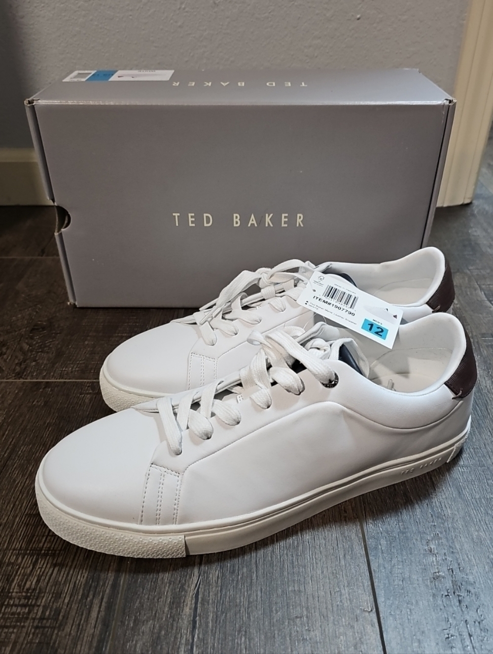 Ted Baker Robberto Casual Lace Ups White Sneakers Mens 12 New In Box